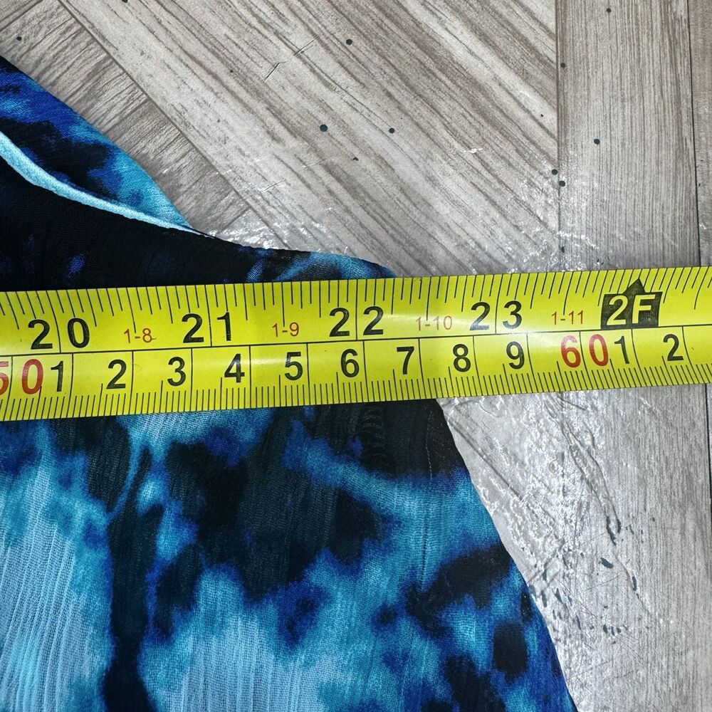 Faded Glory XL Flounce Top Maxi Dress Blue Black Tropical 16-18 Tie Dye Boho - Picture 8 of 9